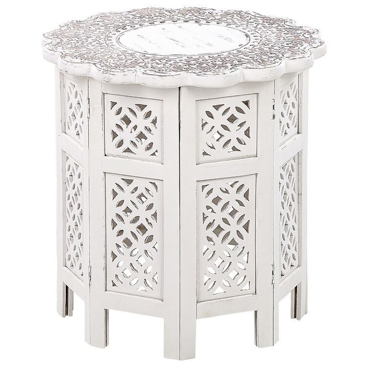 Masa de cafea alba din lemn de mango ⌀ 44 cm Badhi