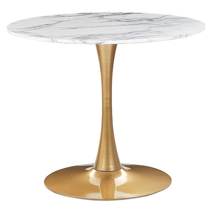 Masa de dining Boca Alb marmura 90 cm 90 cm