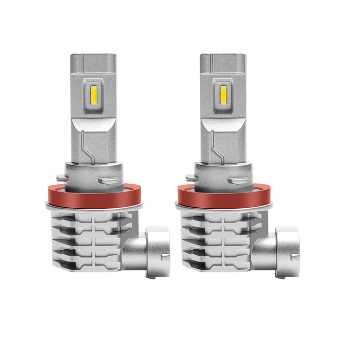 Set 2 LED-uri Auto PsAyl H11 6500K, 3200LM, alb rece, IP65, 12-24 Volti