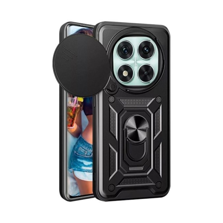 Удароустойчив калъф, съвместим с Xiaomi Redmi Note 14 Pro 5G/ Redmi Note 14 Pro Plus, мраморно черен