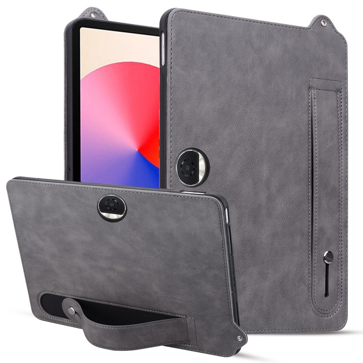 Калъф за таблет Honor MagicPad 2 12.3 2024, TPU кожа, гръб със закопчалка, сив