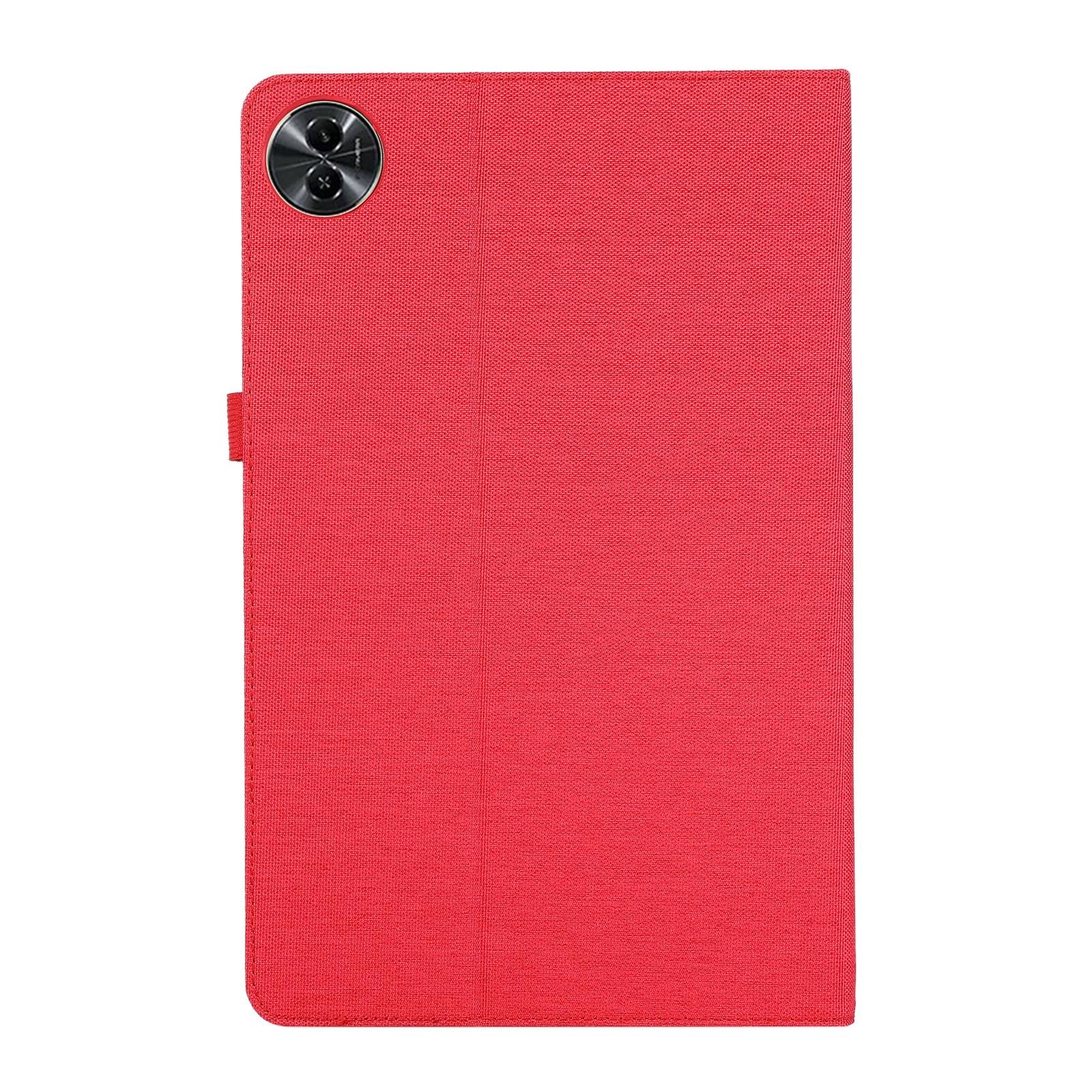 Husa tableta pentru Honor MagicPad 2 12.3, textura din material textil, design orizontal cu capac din piele, rosu