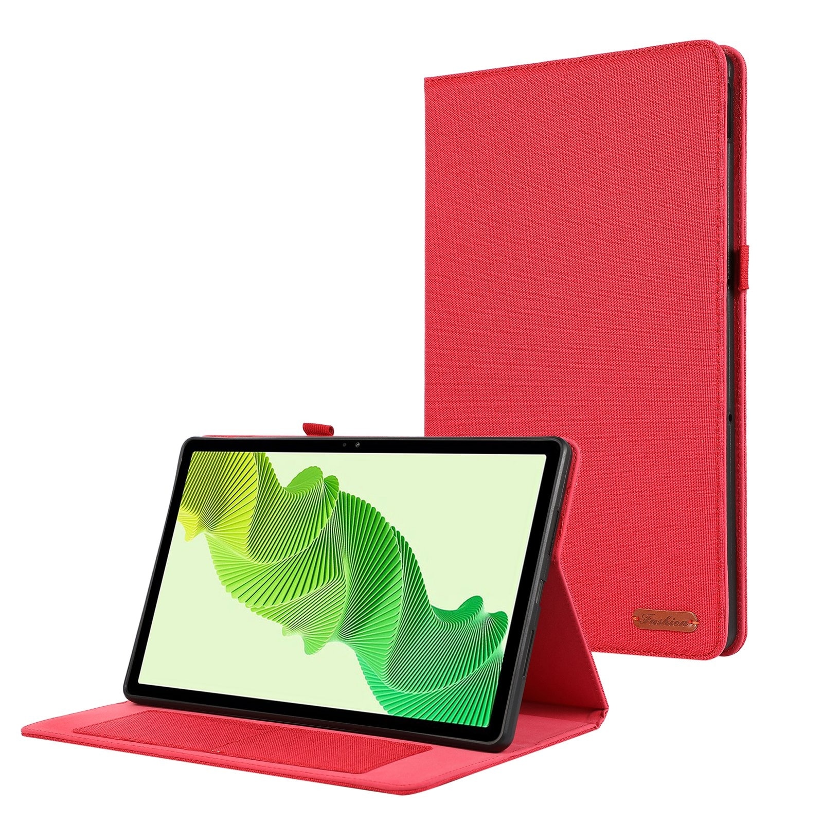Husa tableta pentru Honor MagicPad 2 12.3, textura din material textil, design orizontal cu capac din piele, rosu