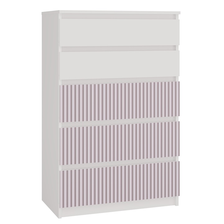 Comoda Malwa M5 ARTESO, 5 sertare, alb/roz