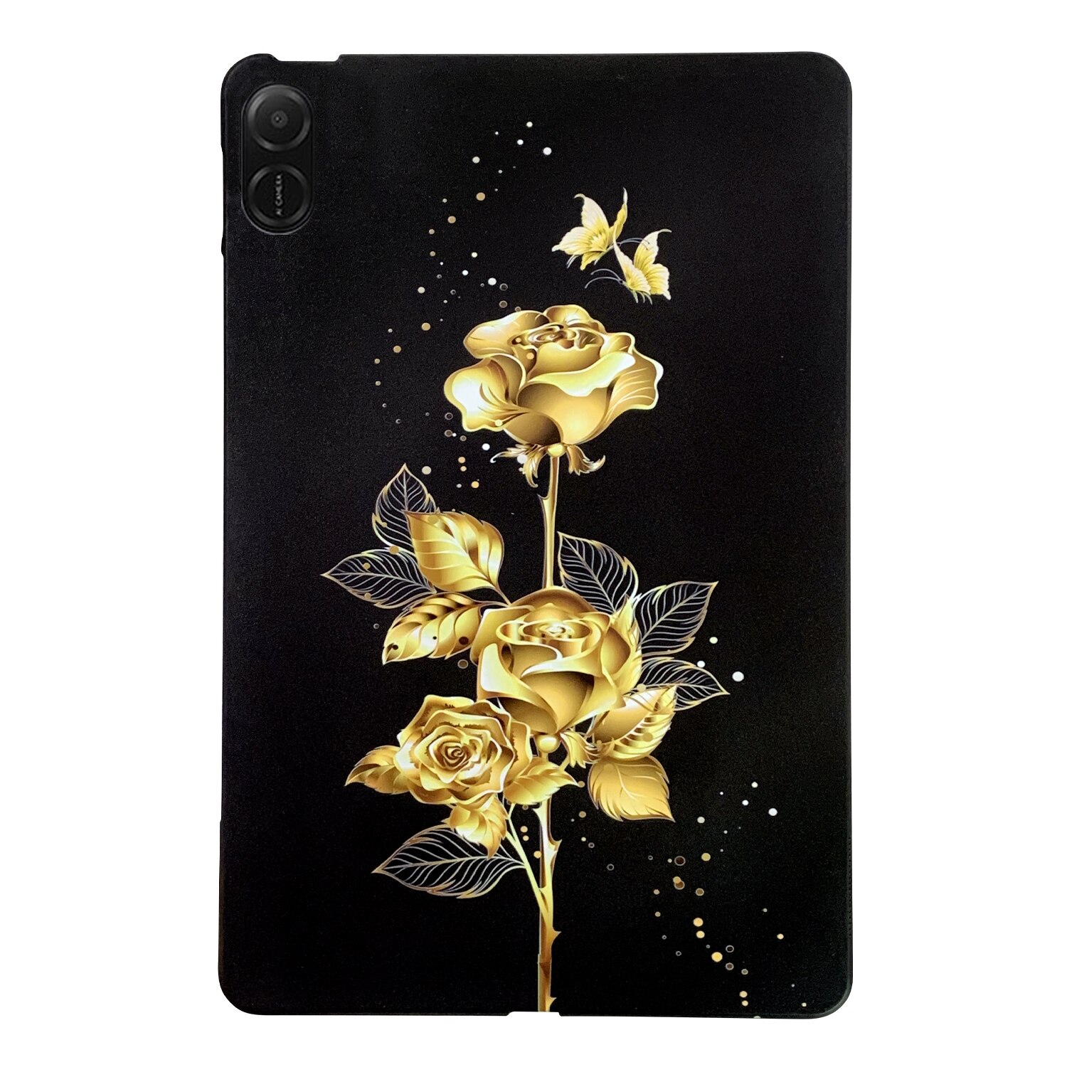 Husa tableta pentru Honor Pad X8a, design color cu model, TPU inteligent, pentru protectie si stil, floral auriu