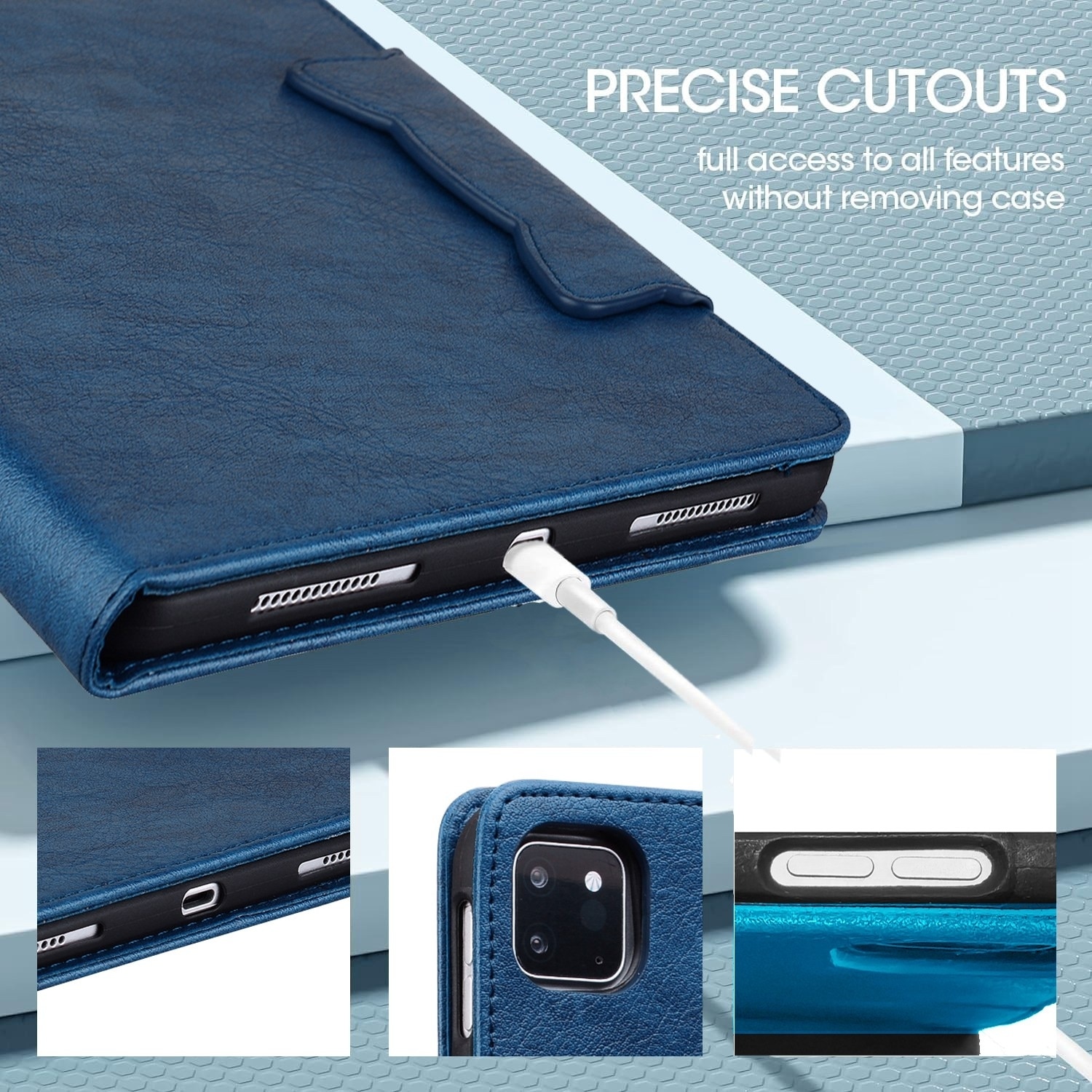 Husa tableta pentru Honor Pad X8a, piele cu catarama, tip carte, albastru inchis