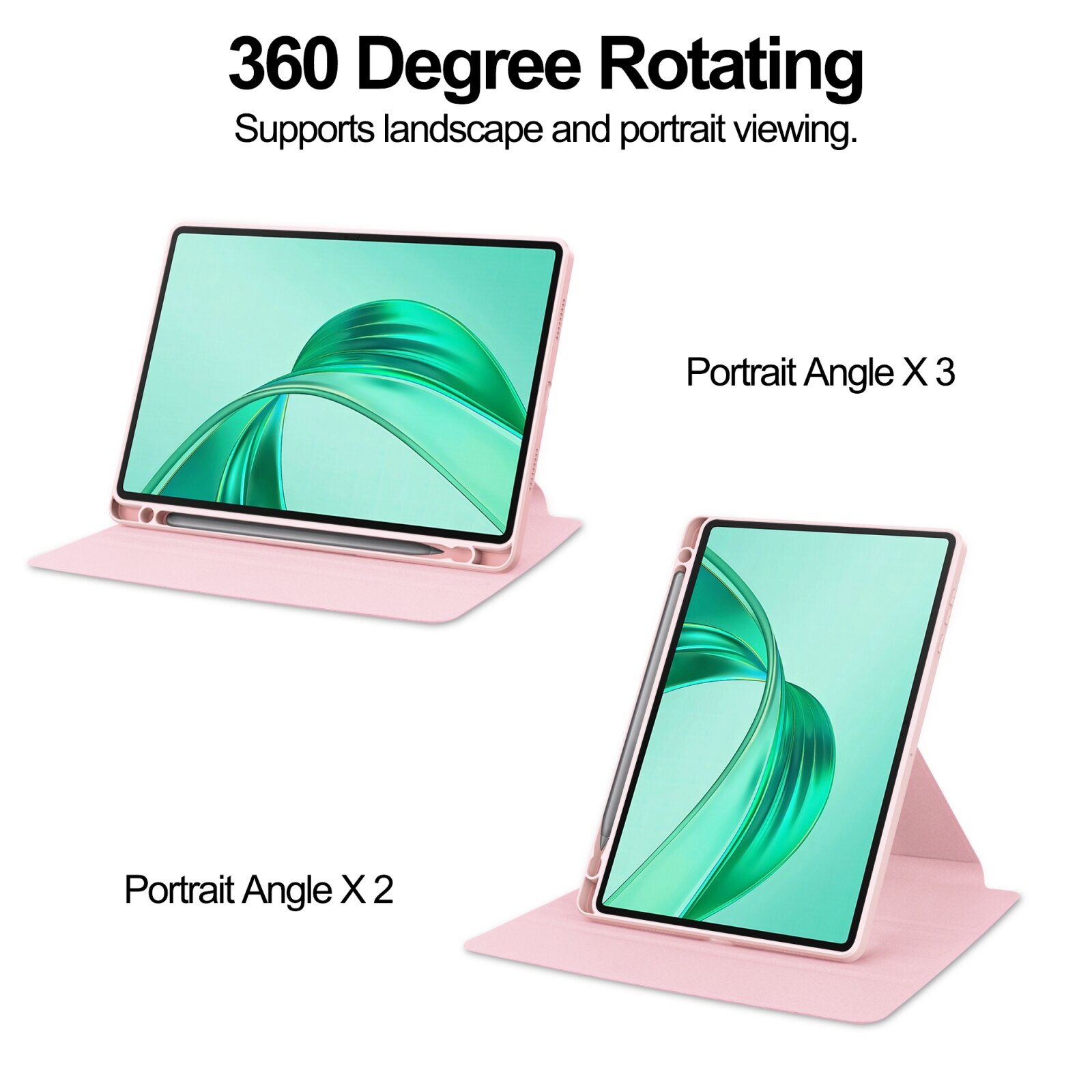 Husa tableta pentru Honor Pad X8a, piele, capac tip carte cu suport, rotire 360°, roz