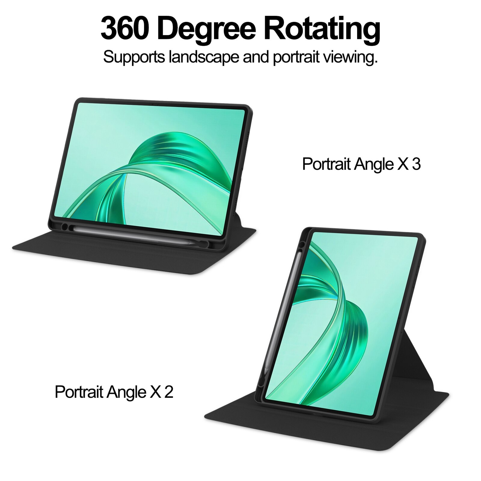 Husa tableta pentru Honor Pad X8a, piele rotativa tri-fold, suport, inchidere magnetica, negru