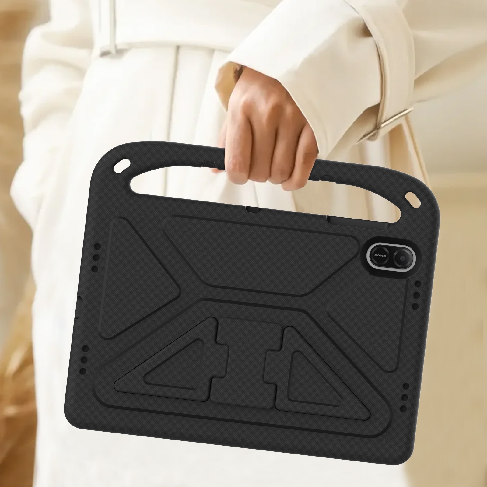Husa tableta pentru Honor Pad X8a, portabil cu maner EVA, rezistent la socuri, in negru