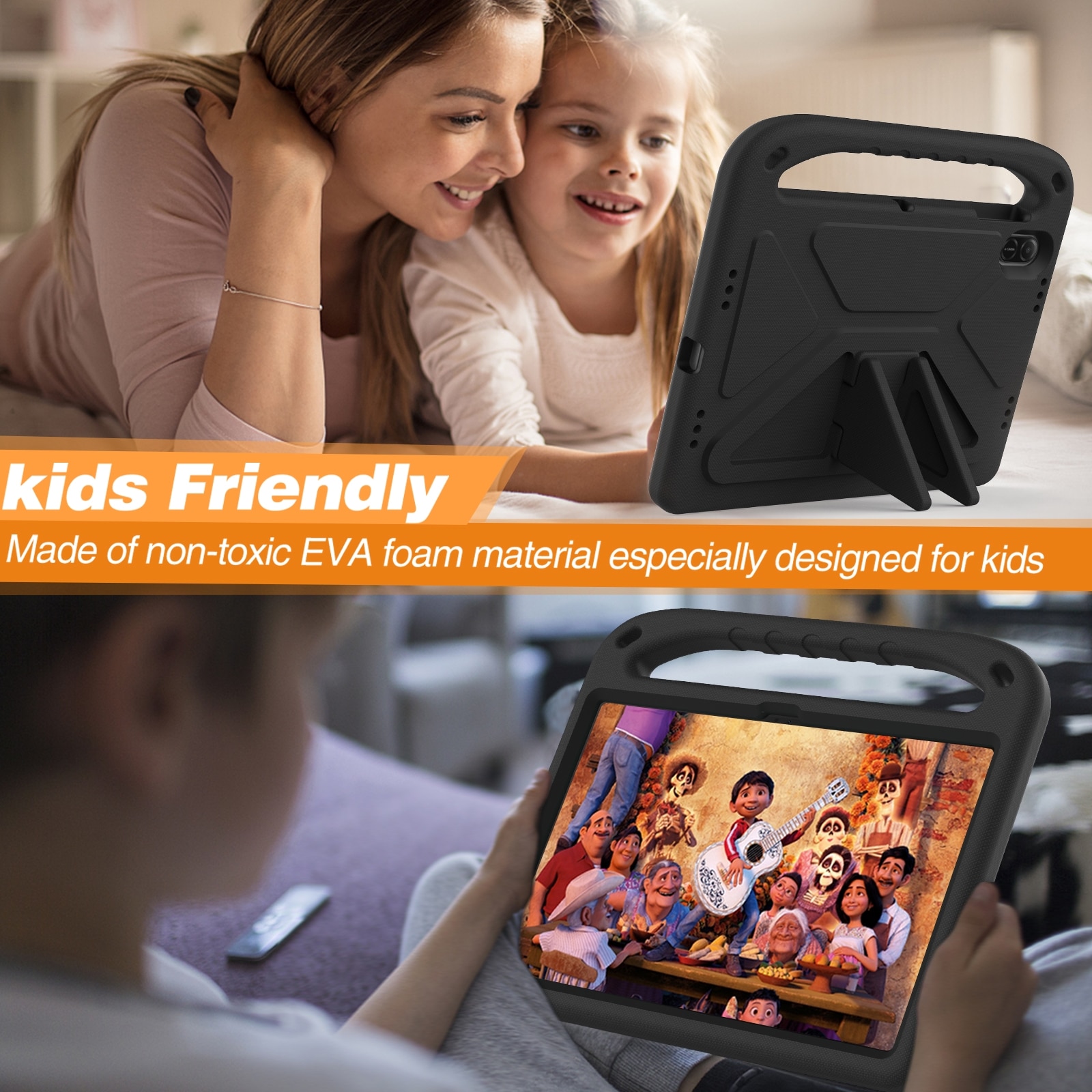 Husa tableta pentru Honor Pad X8a, portabil cu maner EVA, rezistent la socuri, in negru