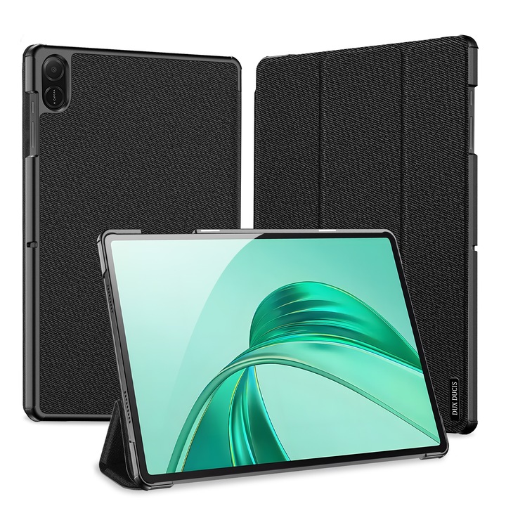 Husa tableta pentru Honor Pad X8a DUX DUCIS Seria Domo, textura din material textil, piele magnetica, neagra