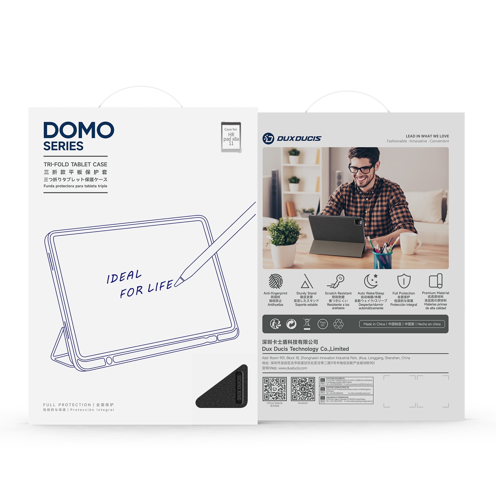 Husa tableta pentru Honor Pad X8a DUX DUCIS Seria Domo, textura din material textil, piele magnetica, neagra