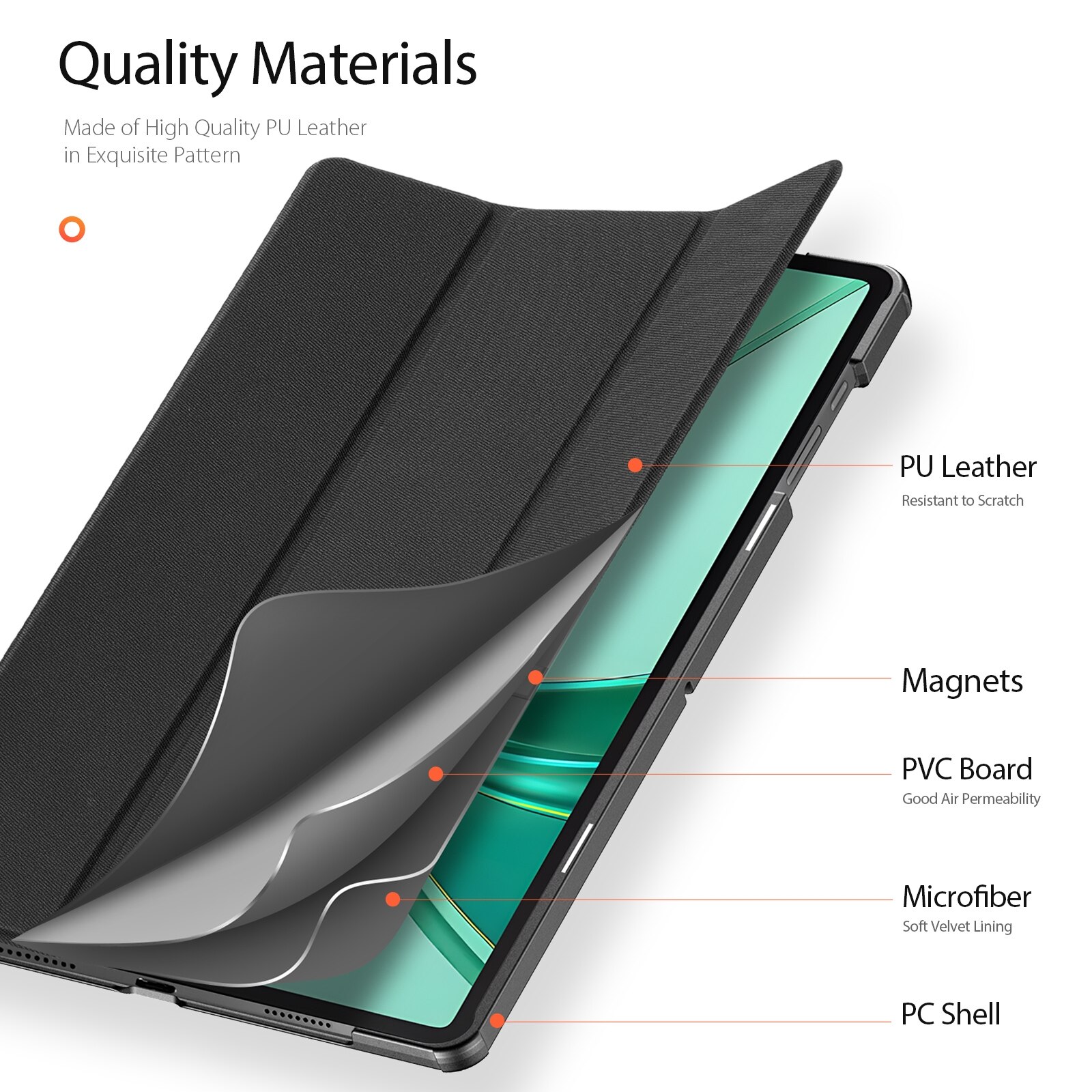 Husa tableta pentru Honor Pad X8a DUX DUCIS Seria Domo, textura din material textil, piele magnetica, neagra