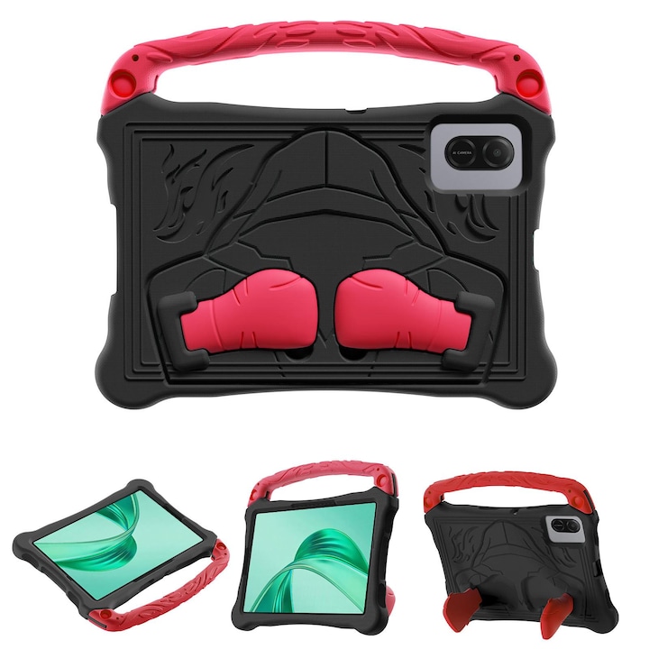 Husa tableta pentru Honor Pad X8a 11 inch, serii Boxing cu suport Kickstand, EVA rezistent la socuri cu curea de umar (negru rosu)