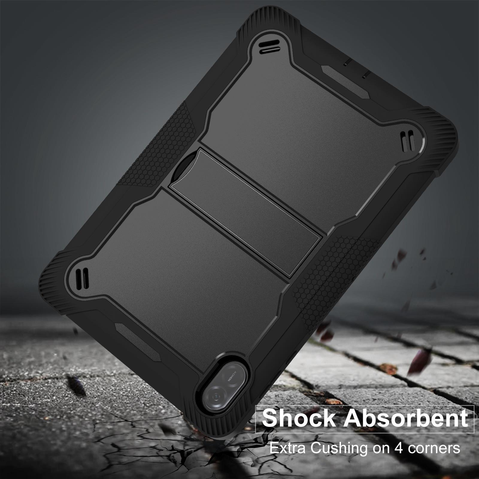Husa tableta pentru Honor Pad X8a, silicon hibrid PC anti-soc + suport, negru