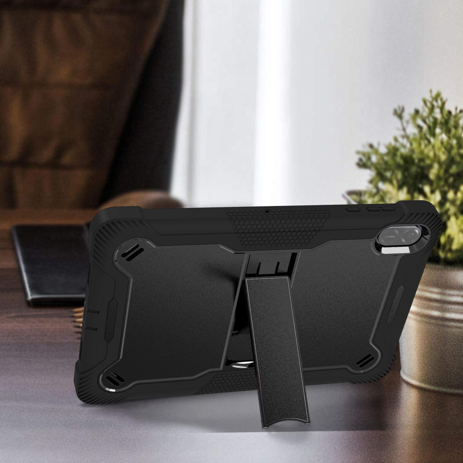 Husa tableta pentru Honor Pad X8a, silicon hibrid PC anti-soc + suport, negru