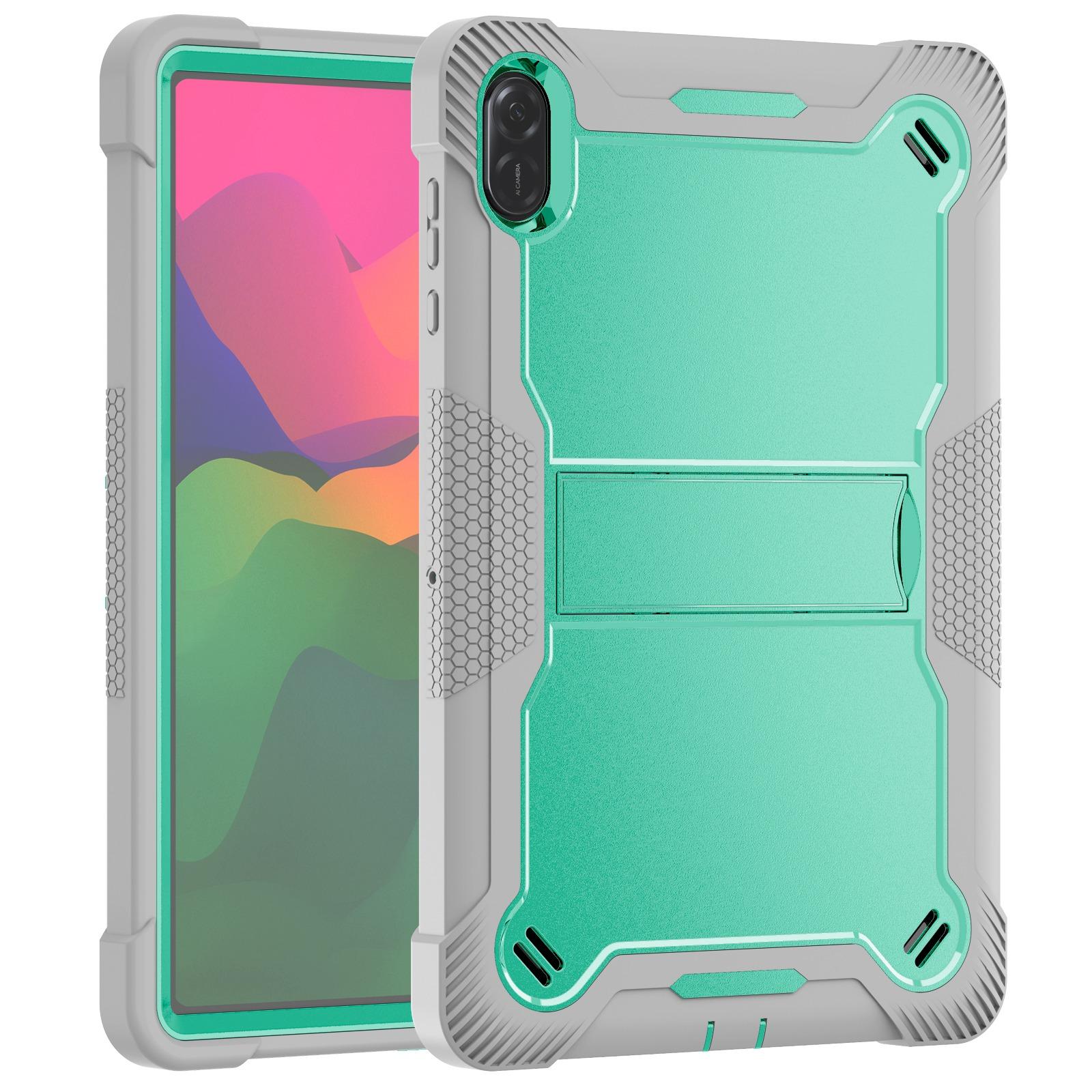 Husa tableta pentru Honor Pad X8a, silicon anti-soc si PC hibrid, cu suport, verde menta si gri