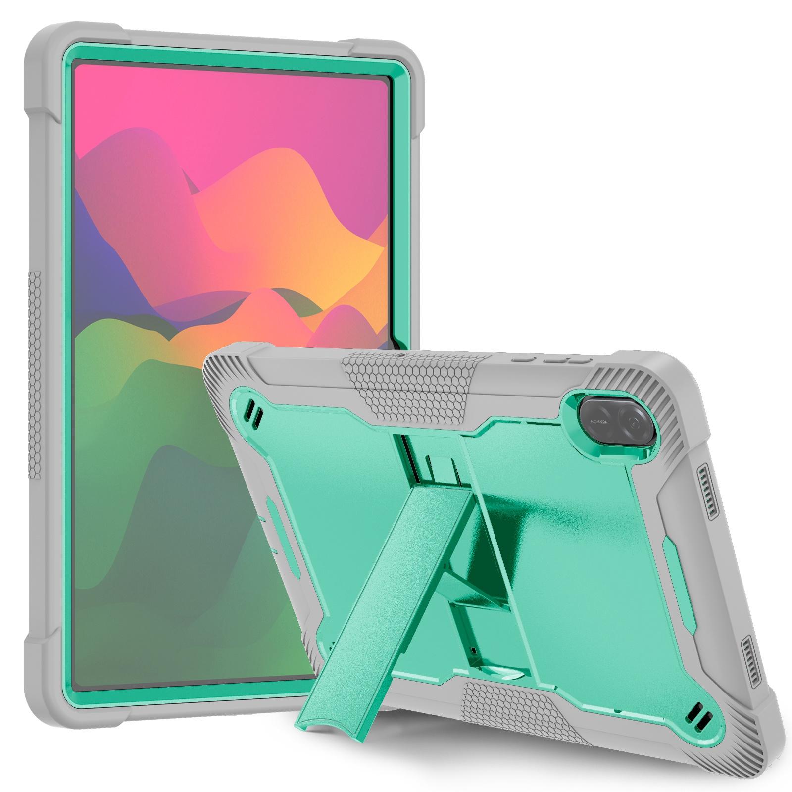Husa tableta pentru Honor Pad X8a, silicon anti-soc si PC hibrid, cu suport, verde menta si gri