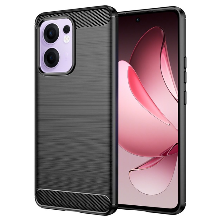 Husa Carbon pentru Oppo Reno13 F 4G / Reno13 F 5G / Reno13 FS 5G, Silicon TPU Durabil, Protectie sporita, Rezistenta la socuri, Grip Anti-Alunecare, Neagra