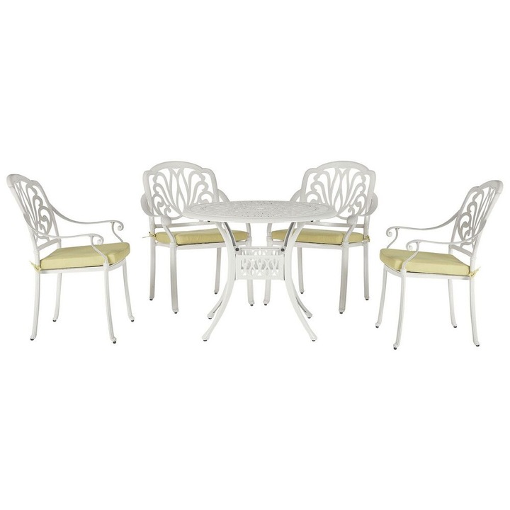 Set balcon bistro cu 4 locuri alb Ancona