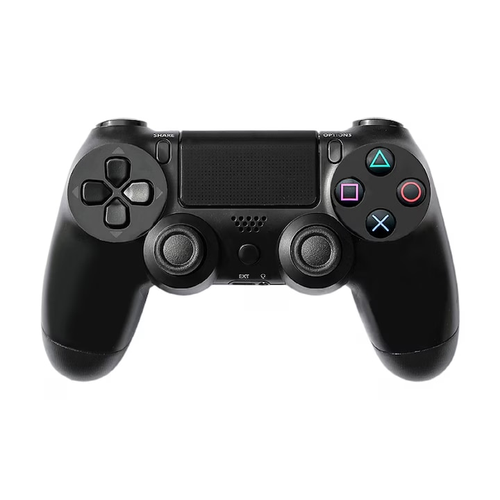 PlayStation 4 gamepad, vezeték nélküli, beépített hangszórókkal, rezgésekkel, fekete