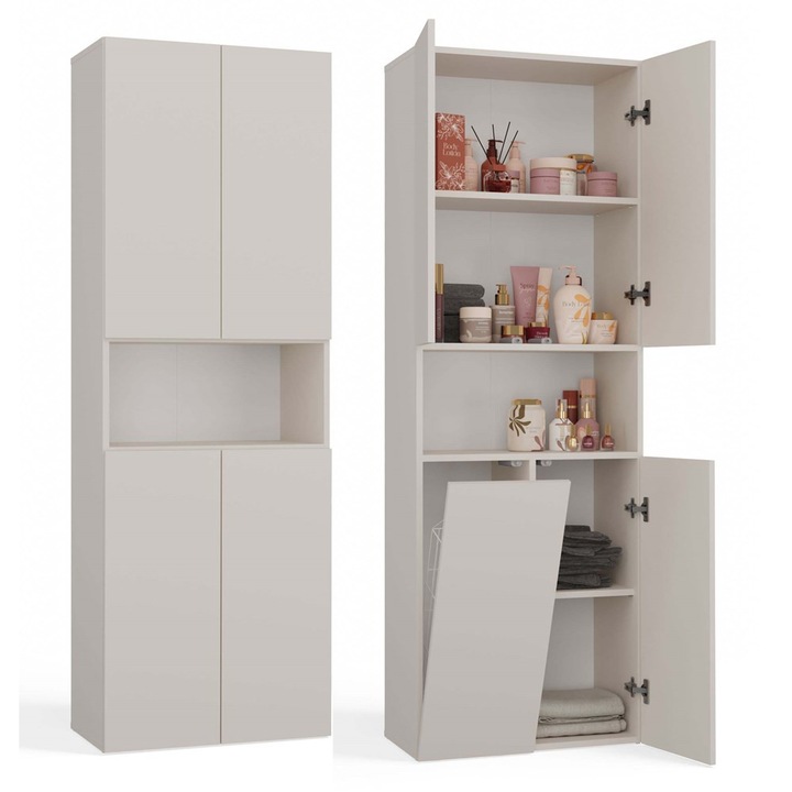 Sifonier baie, TopEshop, 4 usi, 1 cos, crem