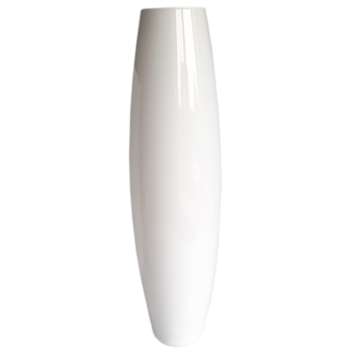 Vază din sticlă înaltă, Multiitem Luxury Glass Decorations, alb lucios, 70cm x 13cm, stil minimalist și rafinat