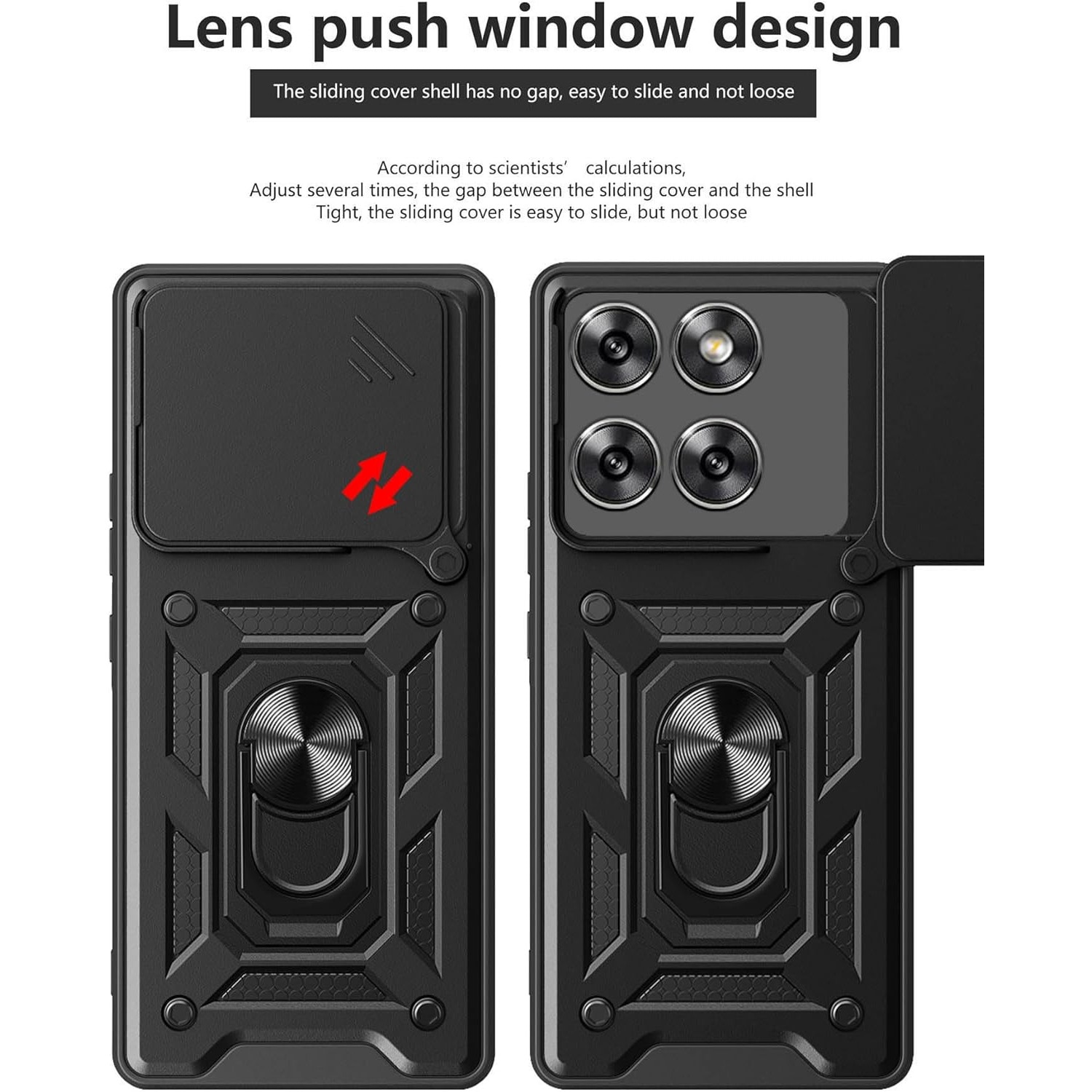 Husa pentru Motorola Edge 60 Fusion / Edge 60 Ring Armor Kickstand Tough Rugged Cover cu protectie camera Negru