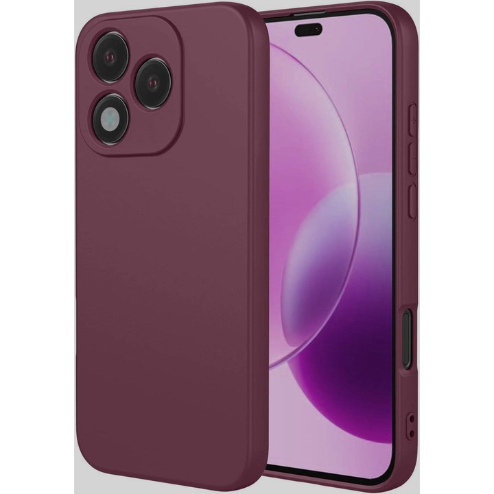 Кейс за Honor 400 Lite с течен силикон, тънка подплата и микрофибърна защита срещу пръстови отпечатъци на камерата, бордо