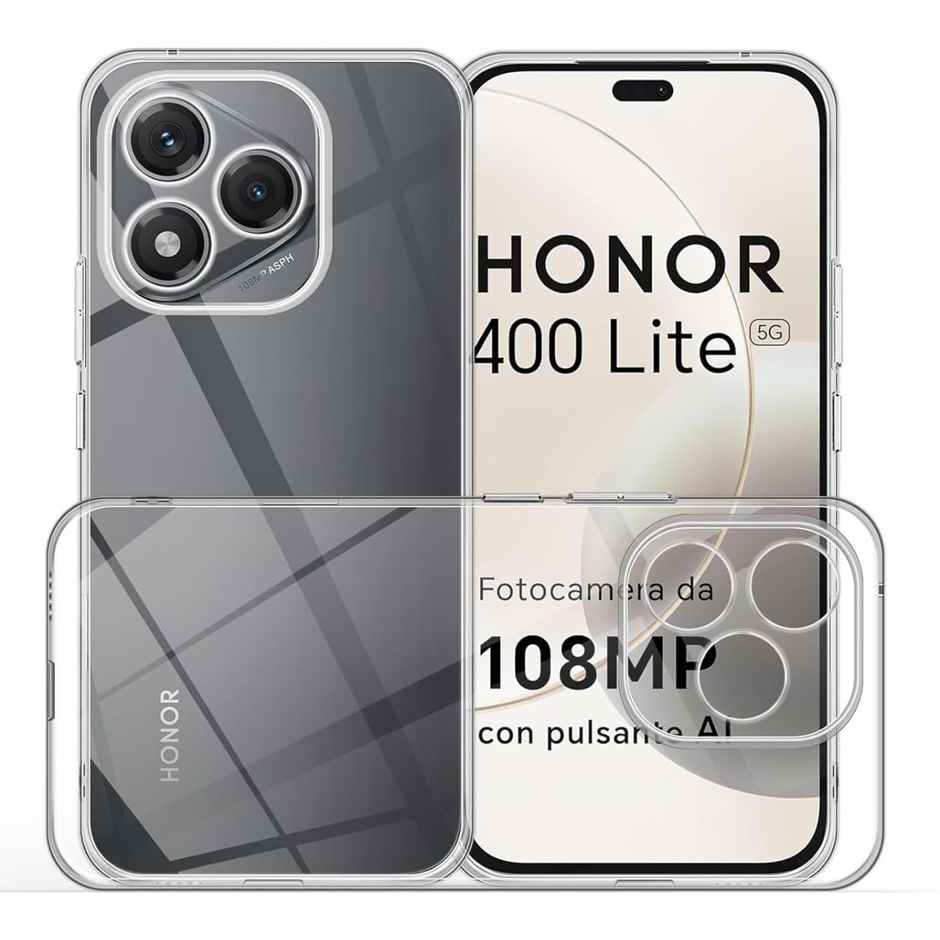 Husa pentru Honor 400 Lite Anti-Shock 1.5mm cu protectie lentile Transparent