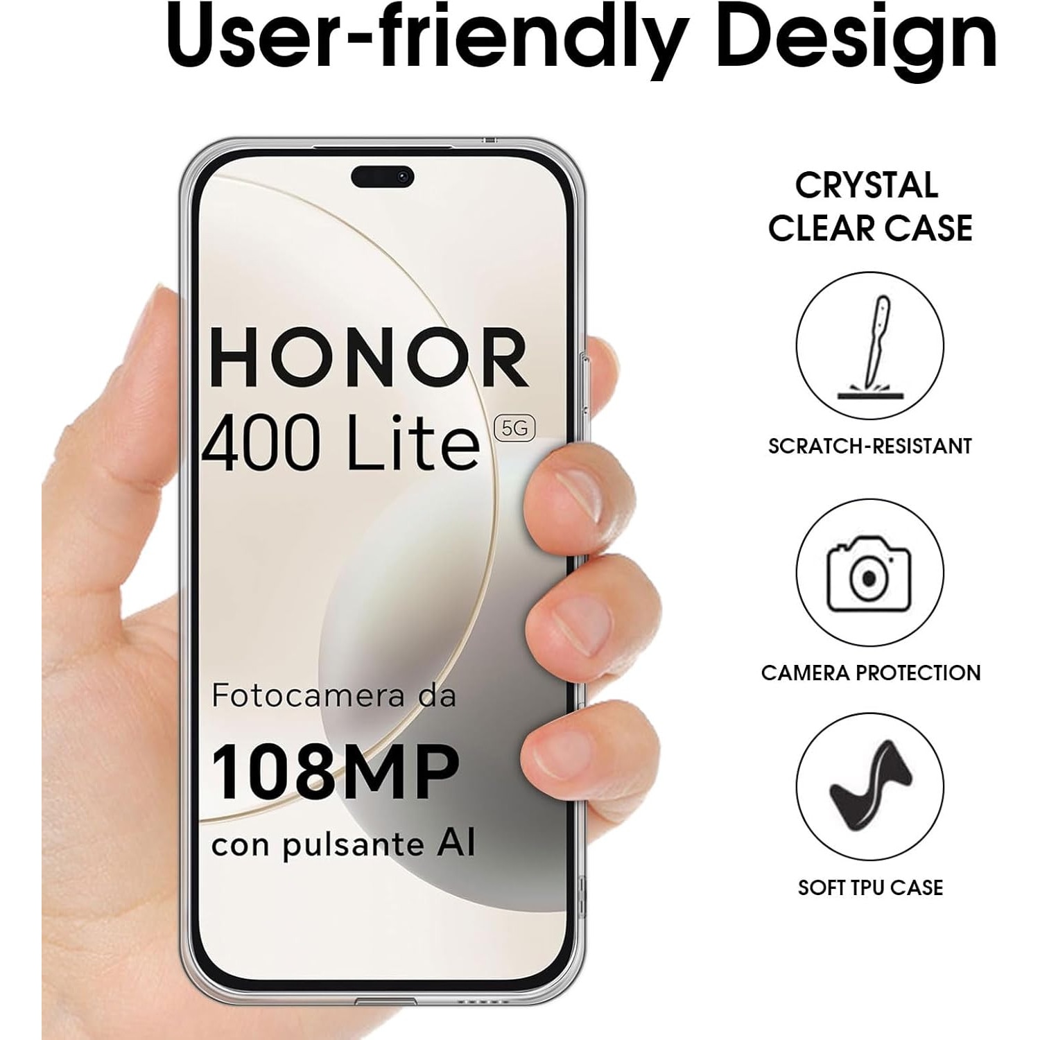 Husa pentru Honor 400 Lite Anti-Shock 1.5mm cu protectie lentile Transparent