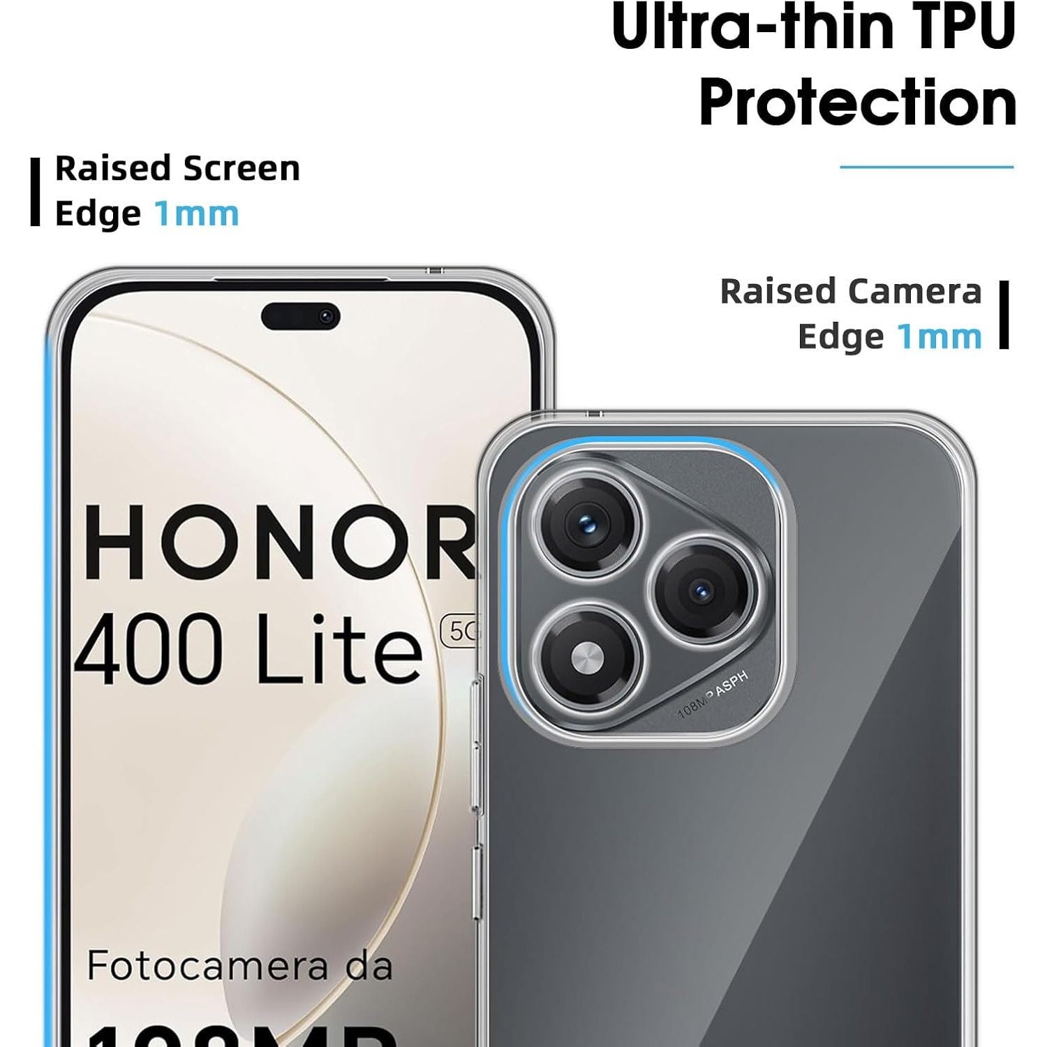Husa pentru Honor 400 Lite Anti-Shock 1.5mm cu protectie lentile Transparent