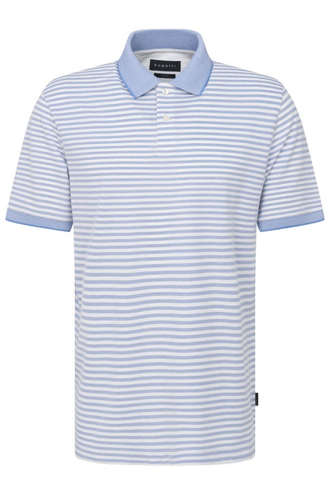 Tricou BUGATTI, guler polo, modern fit, cu dungi, alb si bleu