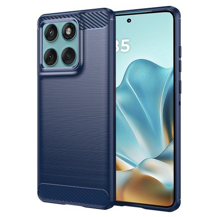 Husa pentru Motorola Edge 60 Pro Carbon Liquid Silicone Albastru