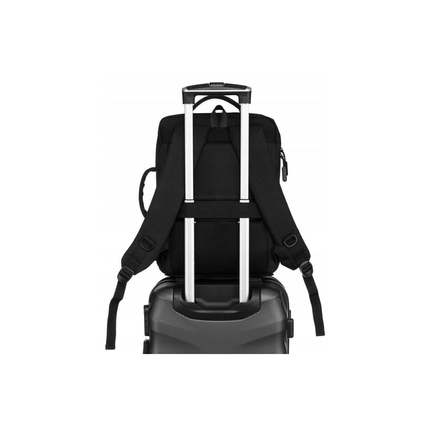 Ghiozdan de calatorie Peterson cu compartiment pentru laptop, port USB, 40x30x11cm, negru
