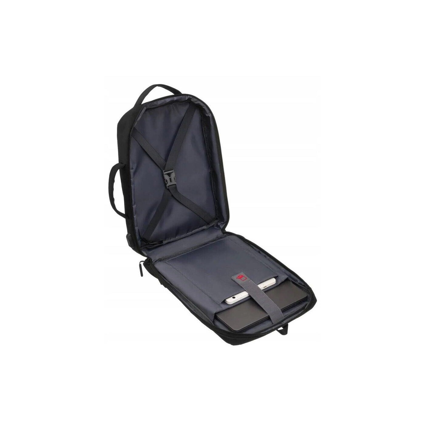 Ghiozdan de calatorie Peterson cu compartiment pentru laptop, port USB, 40x30x11cm, negru