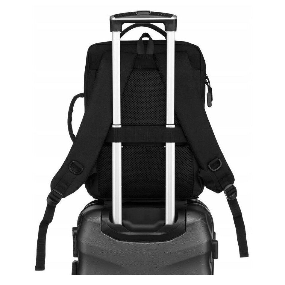Ghiozdan de calatorie Peterson cu compartiment pentru laptop, port USB, 40x30x11cm, negru