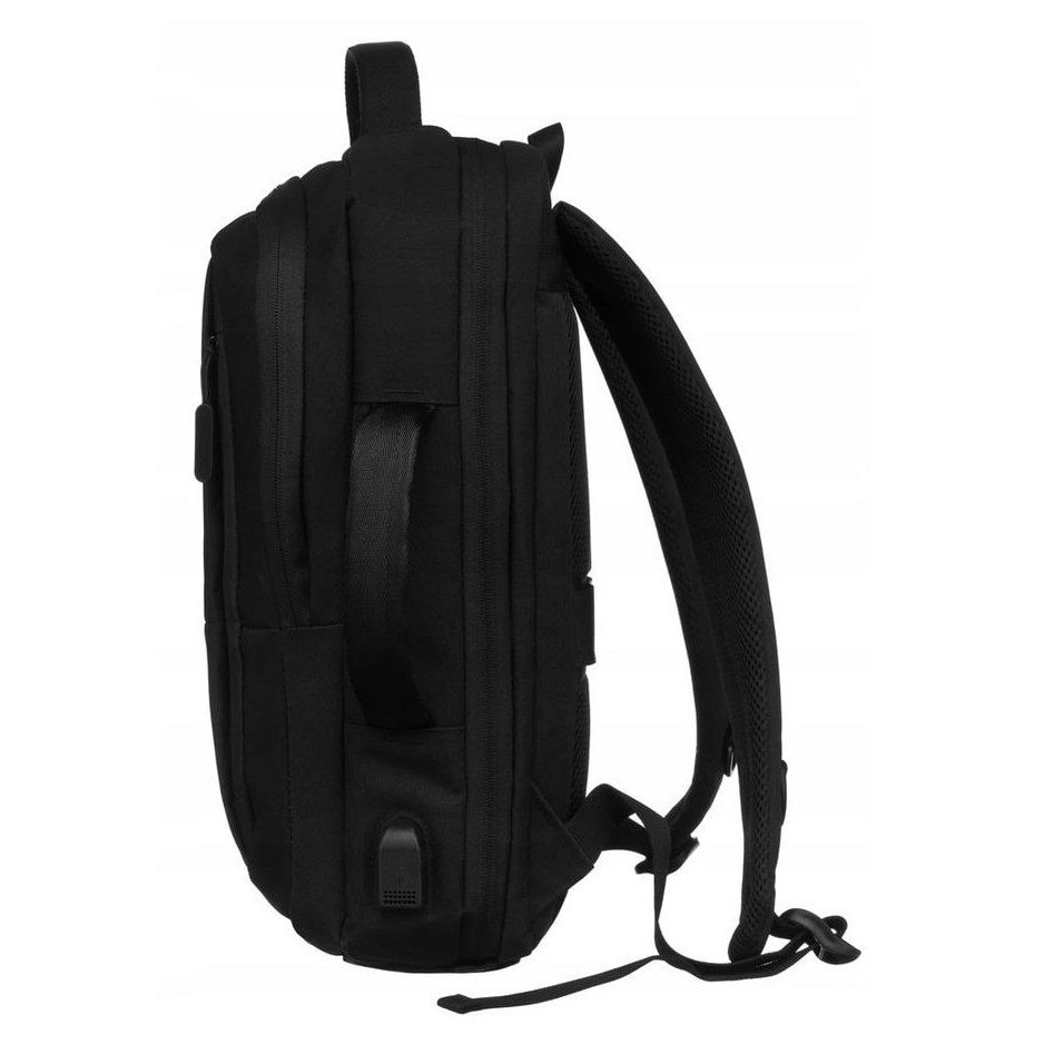 Ghiozdan de calatorie Peterson cu compartiment pentru laptop, port USB, 40x30x11cm, negru