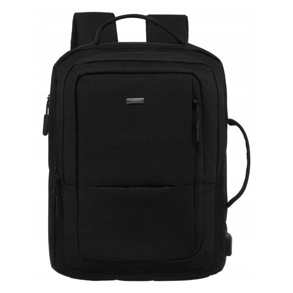 Ghiozdan de calatorie Peterson cu compartiment pentru laptop, port USB, 40x30x11cm, negru