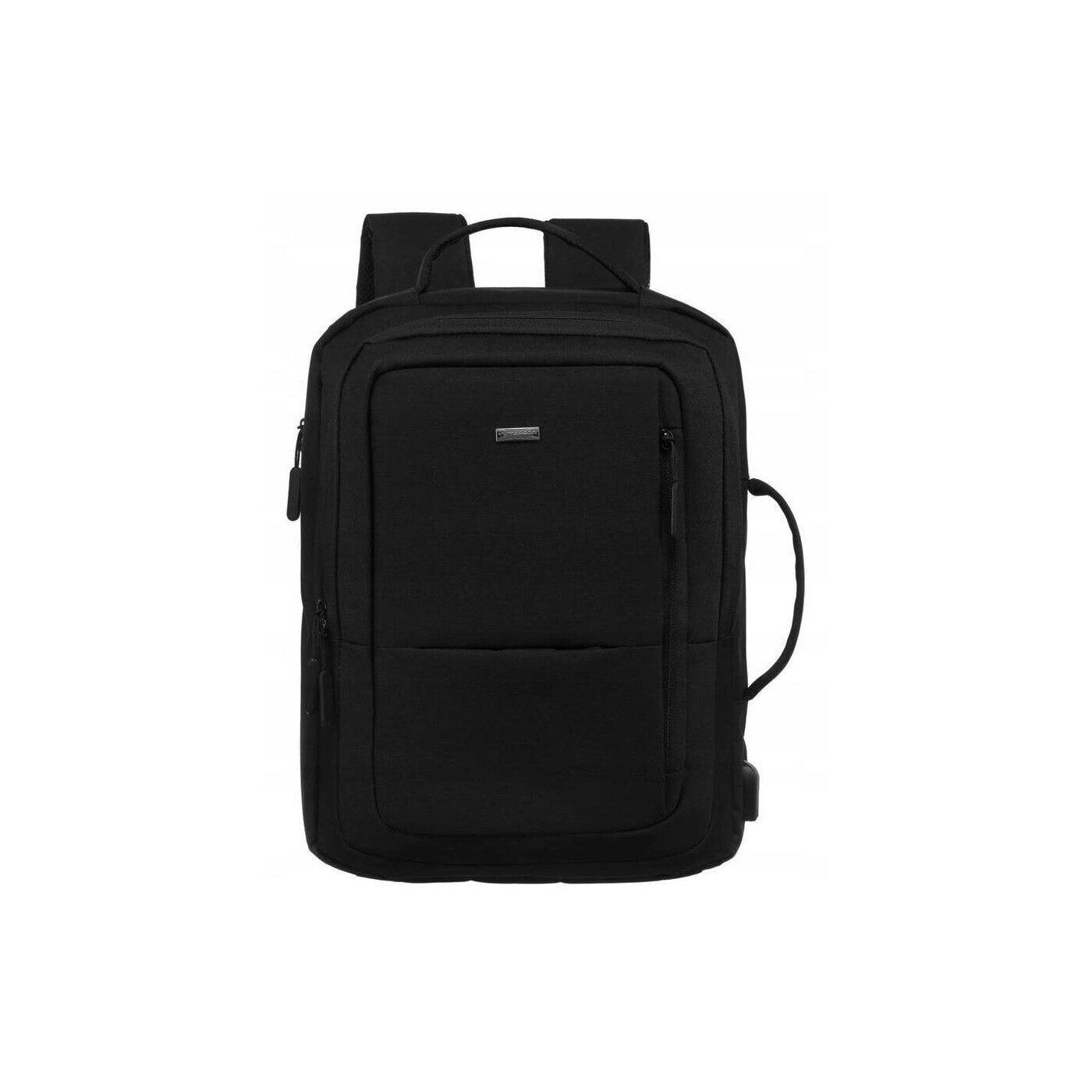 Ghiozdan de calatorie Peterson cu compartiment pentru laptop, port USB, 40x30x11cm, negru