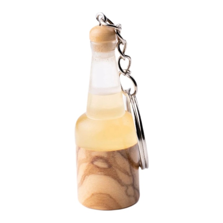 Kulcstartó sörhöz, átlátszó gyanta, olajfa