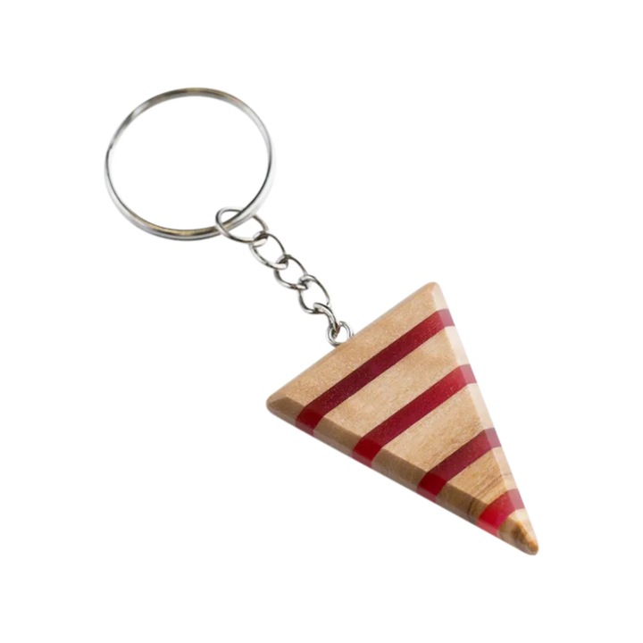 Gemma háromszög alakú kulcstartó, olajfa