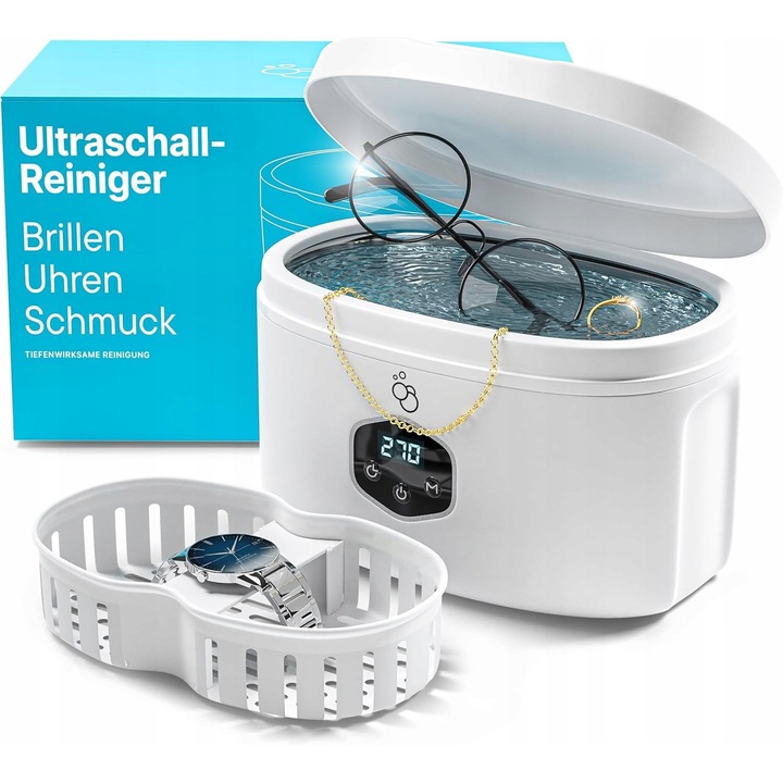 Solutie de curatare cu ultrasunete pentru bijuterii, ochelari, ecran LCD, 48 kHz, 600 ml