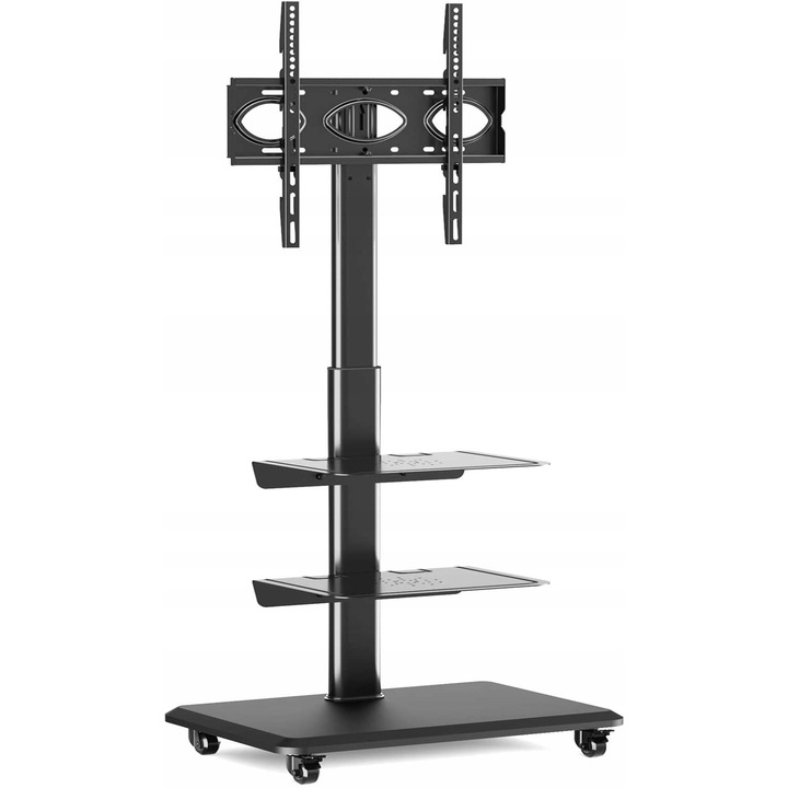 Мобилна стойка за телевизор Luka, 27-55 инча, 35кг, 3 рафта, регулируема височина, 550x580x1355мм