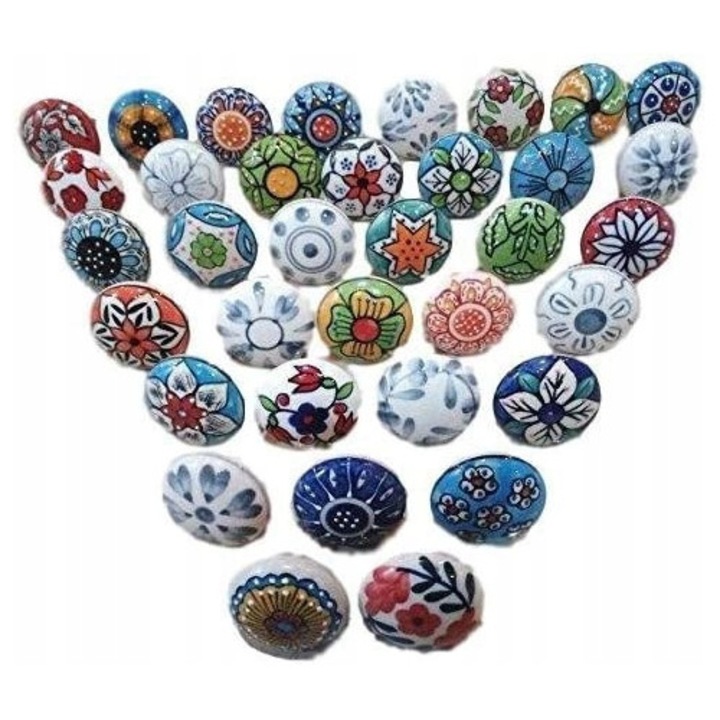 Set 30 bucati manere ceramica Luka colorate 42mmx35-45mm