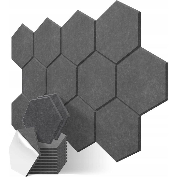 Panouri acustice autocolante Luka set 12 piese negru 35,6x30x1 cm