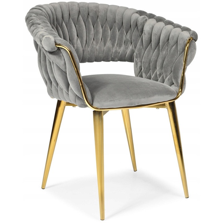 Scaun tapizat IRIS, gri-auriu, 73x60x79cm, design modern, confortabil