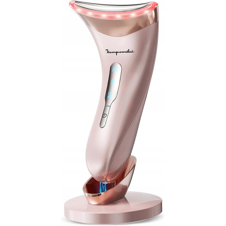 Aparat de masaj facial Luka, reducerea ridurilor, 3 moduri de lumina, vibratii, 45°C