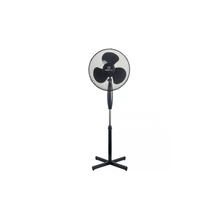 Ventilator de podea KINGHOFF, model Kingcool 52980, 3 trepte de viteza, negru, inaltime maxima 128cm, diametru 40cm