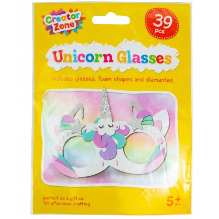 Set creativ ochelari unicorn Creator Zone, 39 piese, multicolor, 12.3x5.3x1.3cm